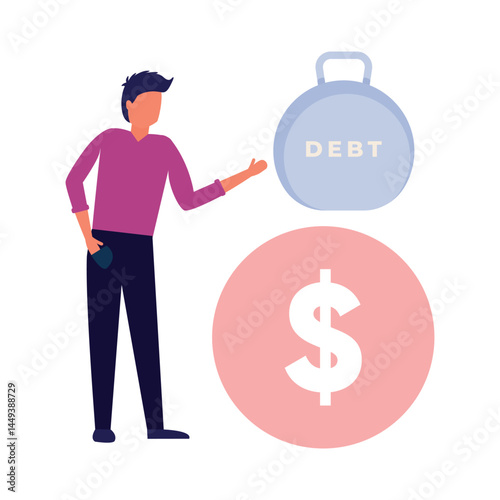 Debt Vector illustration which can easily modify or edit