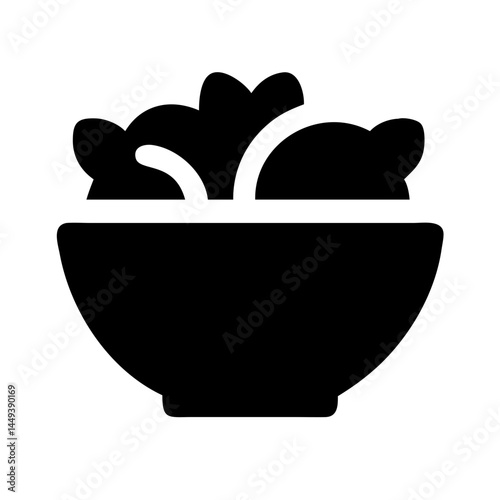 salad bowl nutrition silhouette on transparent background for web and graphic design