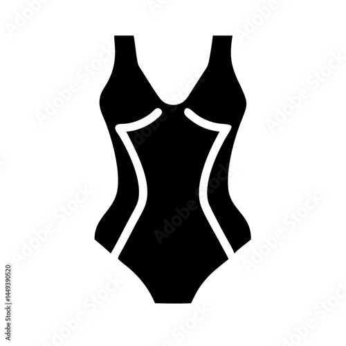 swimsuit one piece silhouette on transparent background for web and graphic design