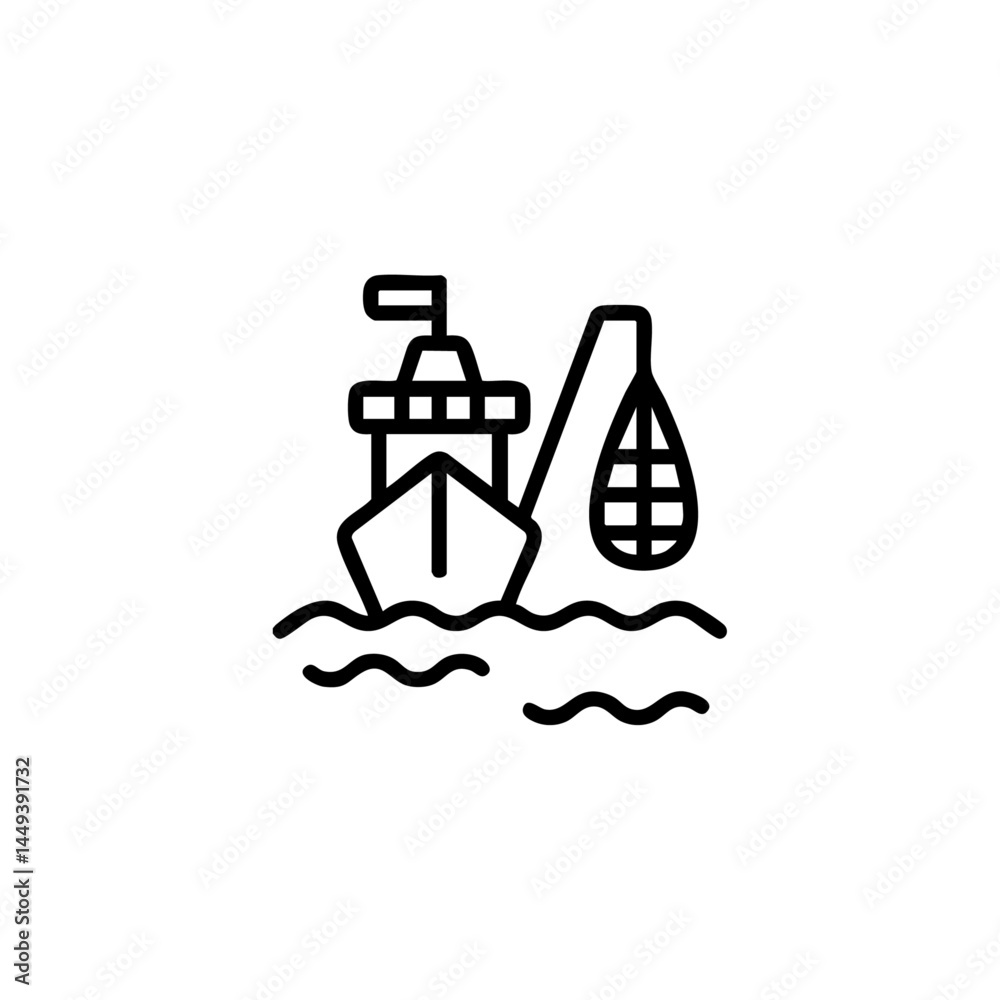 Fishing boat icon flat vector design