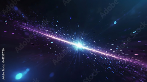 Galactic Light Explosion with Purple and Blue Rays in Deep Space, Sci-Fi Energy Burst AI