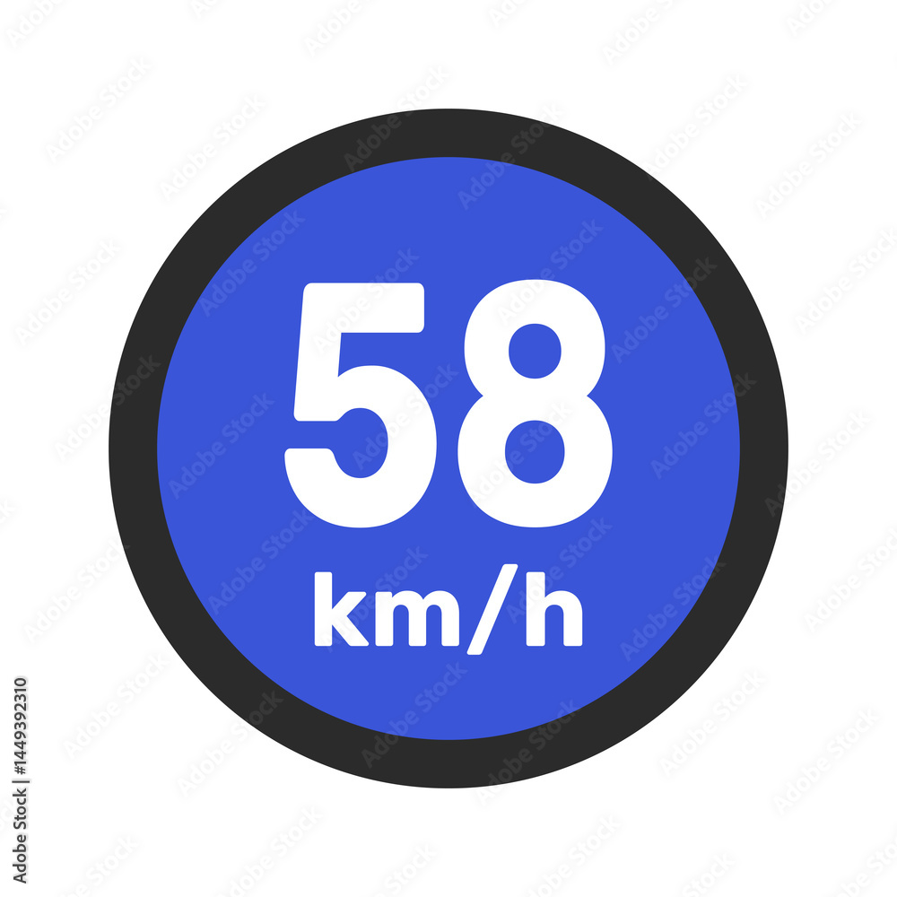 Speed limit sign 58 km h icon vector illustration sign background Speed limit sign 58 km h icon vector illustration sign background
