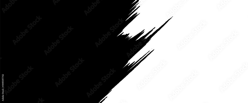 Vector black overlay monochrome grunge texture brush stroke