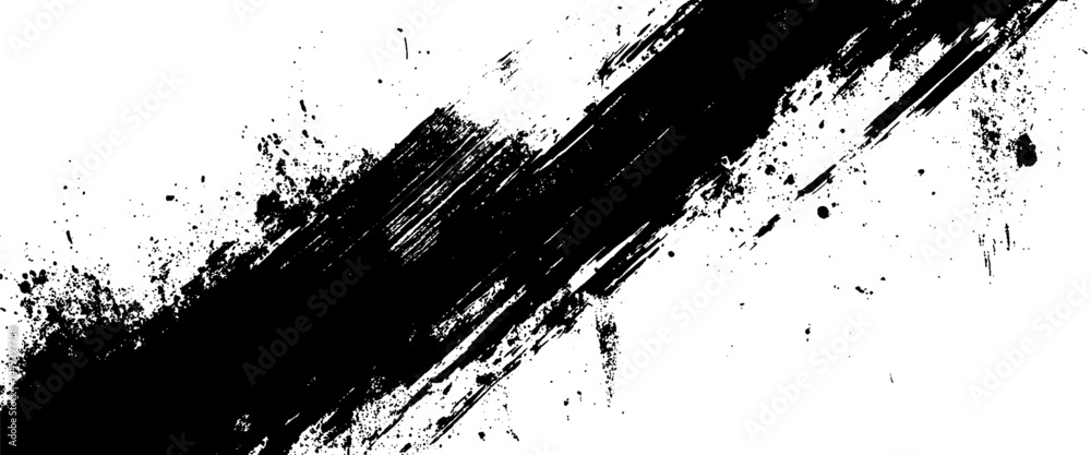 Vector new style black and white grunge paint brush stroke