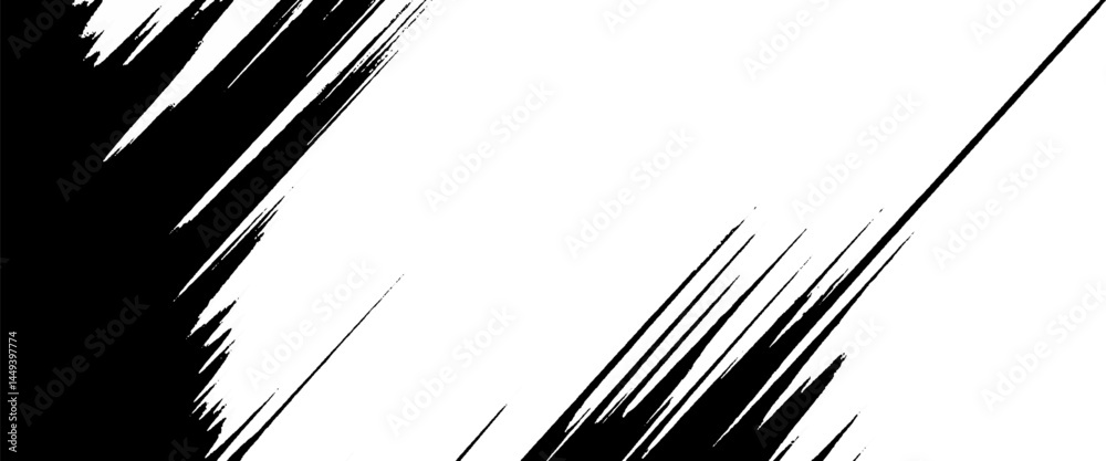 Vector abstract brush stroke black grunge vintage design