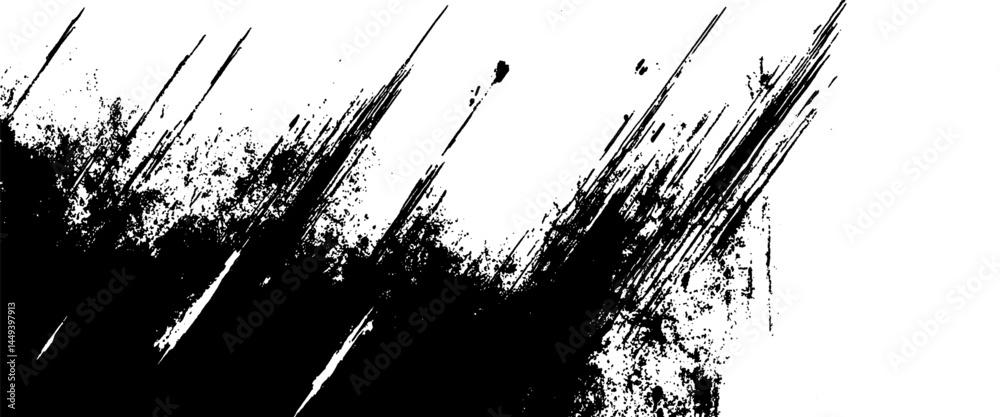 Vector abstract black paint brush stroke with Ink texture