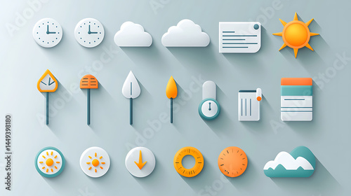 A collection of icons for a weather app