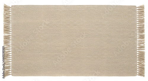 Beige rectangular rug with fringe