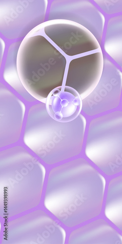 Hyaluronic acid and Niacinamide skin solutions ad. purple collagen serum drops into skin cells with cosmetic advertising background ready to use, illustration vector.	