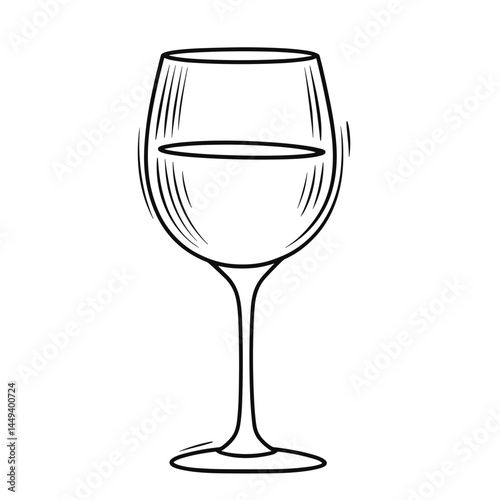 Outline of a Wine Glass with Water  