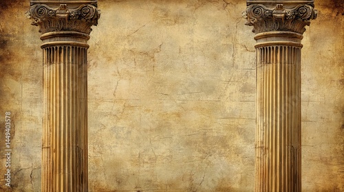 Wallpaper Mural Two antique roman style columns on aged grunge background classic architecture design element for vintage projects elegant and web Torontodigital.ca