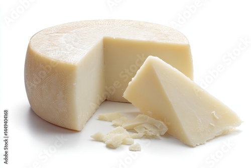 Fototapeta Naklejka Na Ścianę i Meble -  Delicious Quarter Wheel of Asiago Cheese: A Nutritious Italian Dairy Delight on a Plate