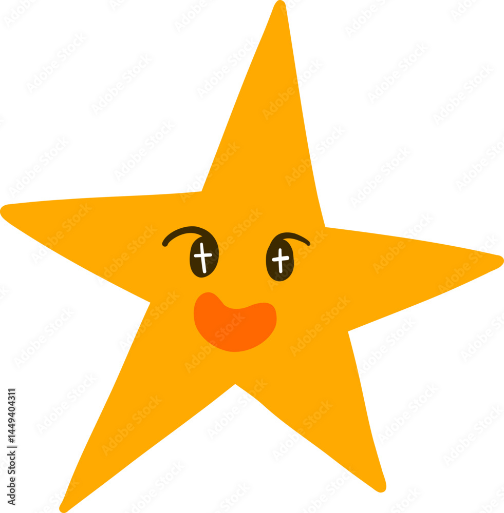 Yellow Star with Heart-Shaped Blush and Wide Eyes Yellow Star with Heart-Shaped Blush and Wide Eyes