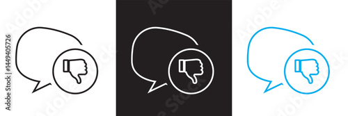 Negative speech bubble icon.  Vector illustration. isolated on white and black background. EPS 10