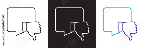 Negative speech bubble icon.  Vector illustration. isolated on white and black background. EPS 10