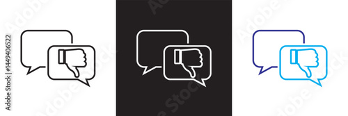 Negative speech bubble icon.  Vector illustration. isolated on white and black background. EPS 10