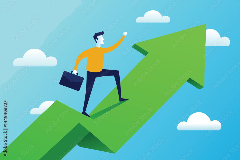 Fototapeta premium Businessman Riding Rocket to Success