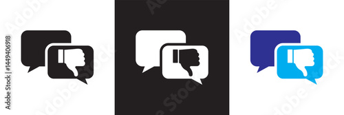 Negative speech bubble icon.  Vector illustration. isolated on white and black background. EPS 10