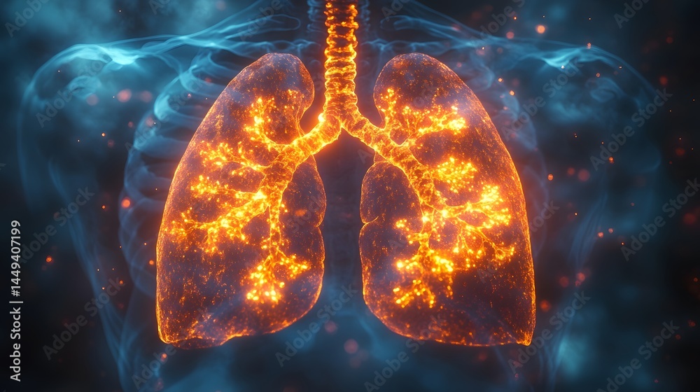 Fototapeta premium Human Lungs Glowing Anatomy Model