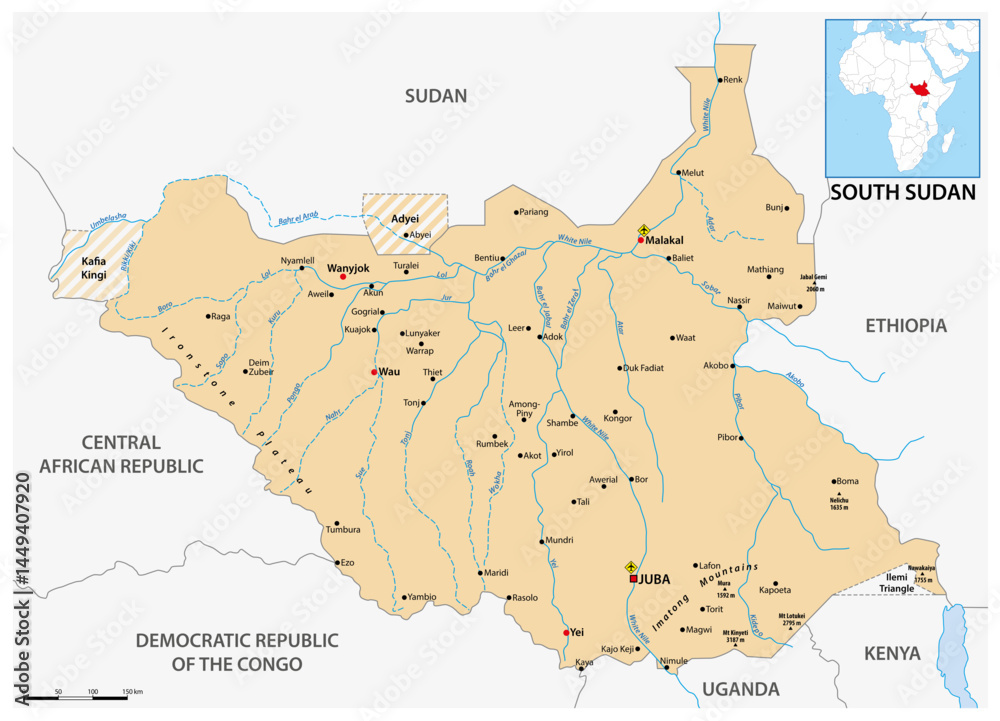 vector map of south sudan republic