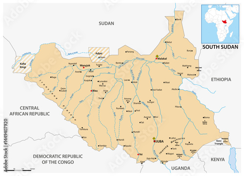 Obraz na płótnie vector map of south sudan republic w salonie