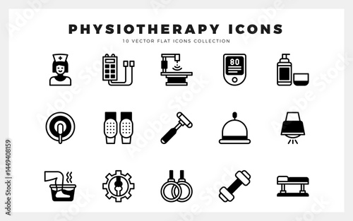 15 Physiotherapy Lineal Fill icons pack. vector illustration.