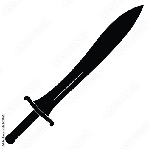 Cutting Sword Action Silhouette Vector Graphic