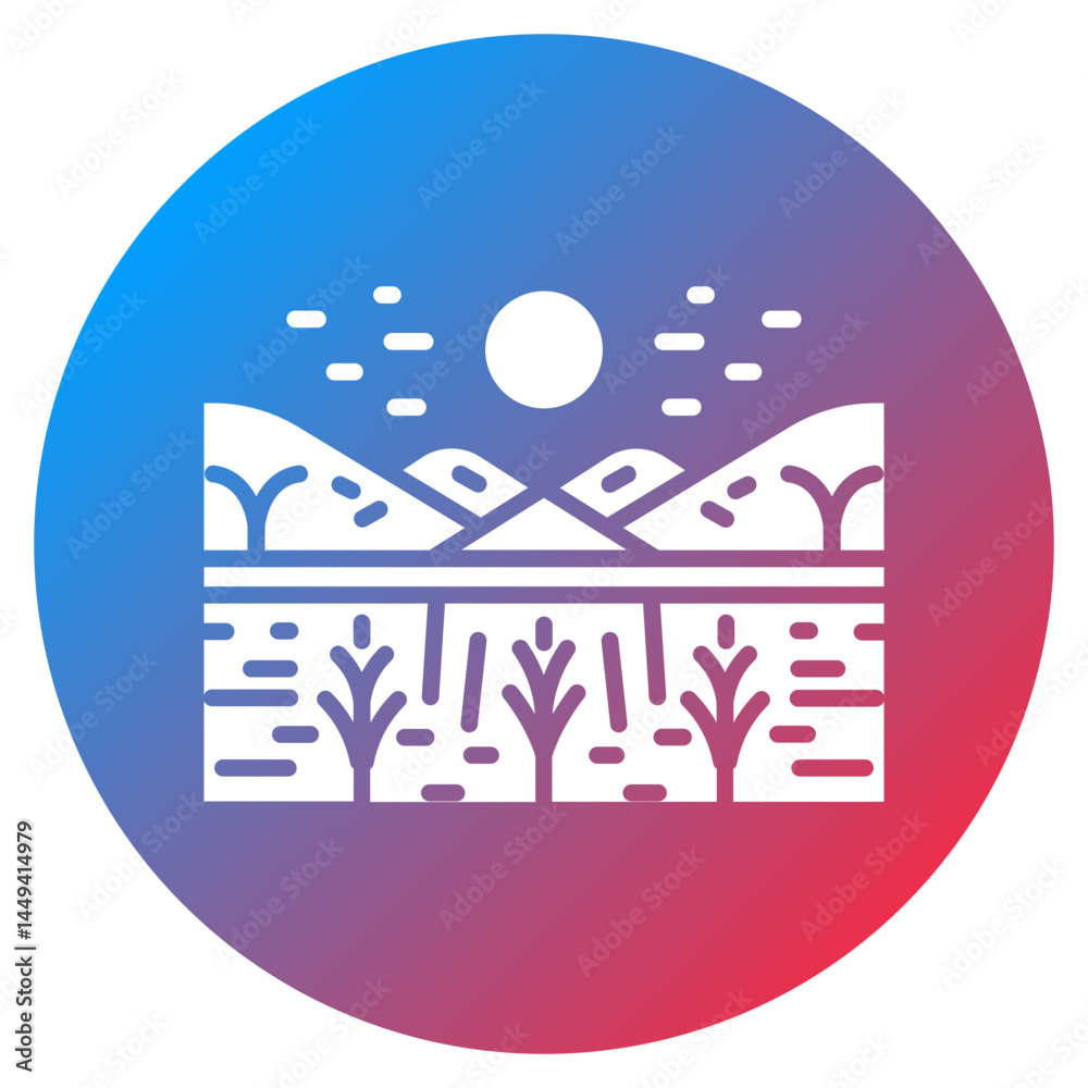 Obraz premium Rice Paddy Vector Icon