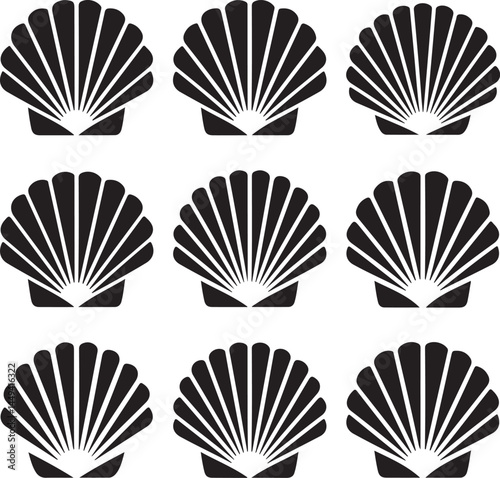 Sea Shell Silhouettes Clipart Conch Scallop Spiral Clam
