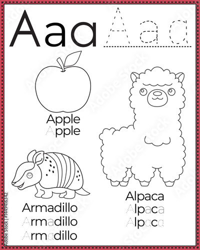 Letter A Alphabet Worksheet for Kids – Learn, Trace, and Color
