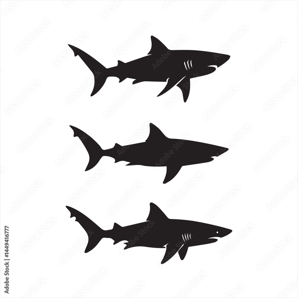 Obraz premium Shark vector silhouettes