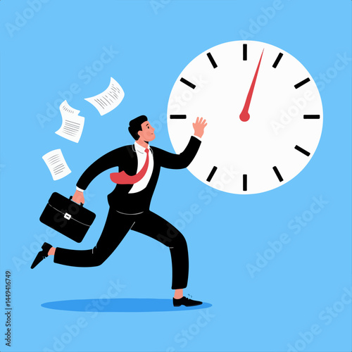 businessman running on the clock