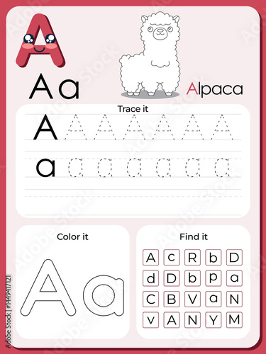 Letter A Alphabet Worksheet for Kids – Learn, Trace, and Color