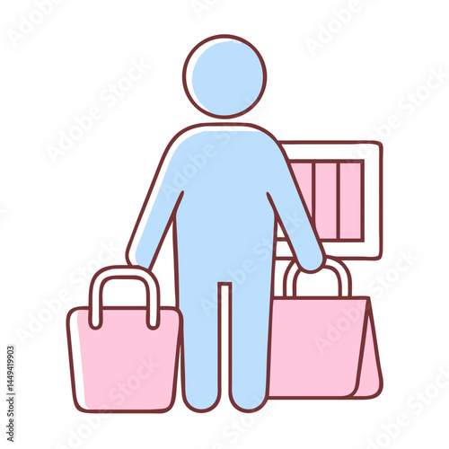 Icon of a person shopping carrying bags  