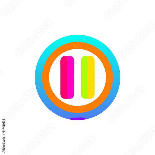 Colorful Play/Pause Icon in Vibrant Round Design  