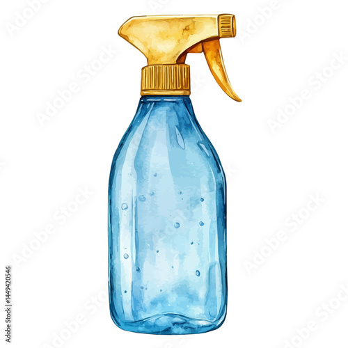 illustration of Plant Mister Bottle Made Of Glass, watercolor vector, isolated on a white background.