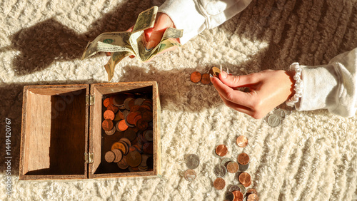 Teen Girl Counting Savings