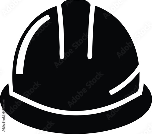 Black protective construction helmet ensures safety at work while on a transparent background
