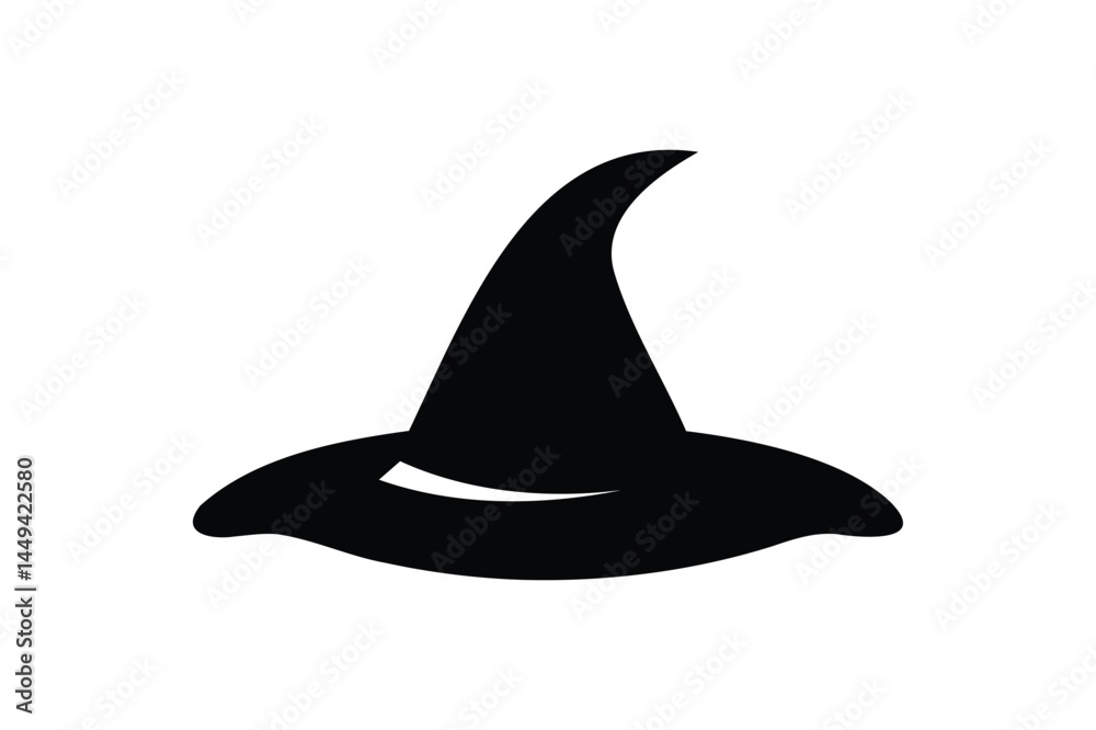 Fototapeta premium Halloween witch's hat silhouette on white background