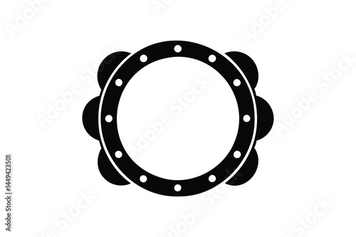 Headless tambourine icon silhouette on white background