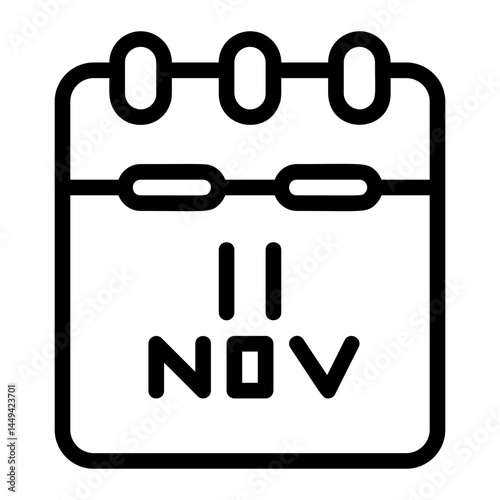 Calendar 11 Nov Line Icon