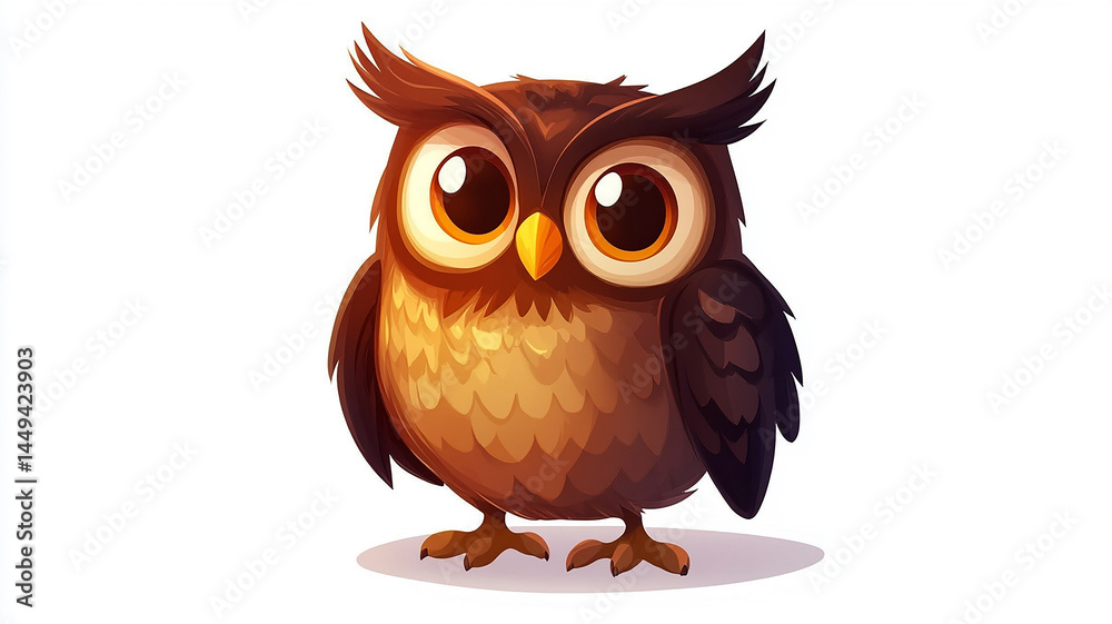 Naklejka premium Cartoon owl character isolated on white background