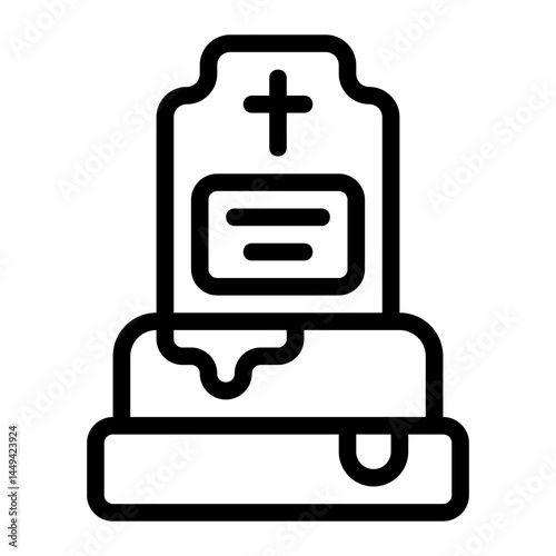 Snow Over cemetary Line Icon
