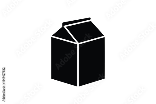 Large milk carton box icon silhouette