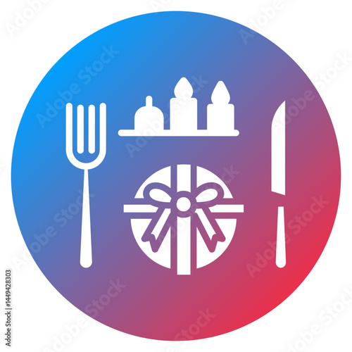 Festive Table Setting Vector Icon