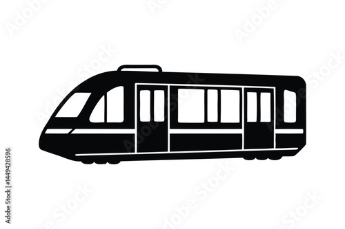Light rail icon silhouette on white background