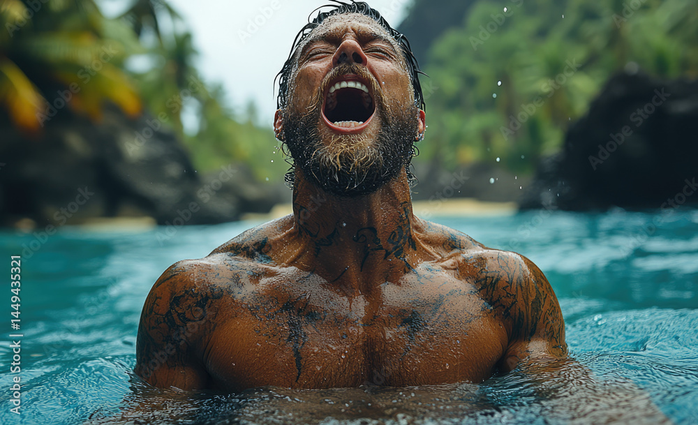 Intense Island Survival with Man Screaming in Desperation