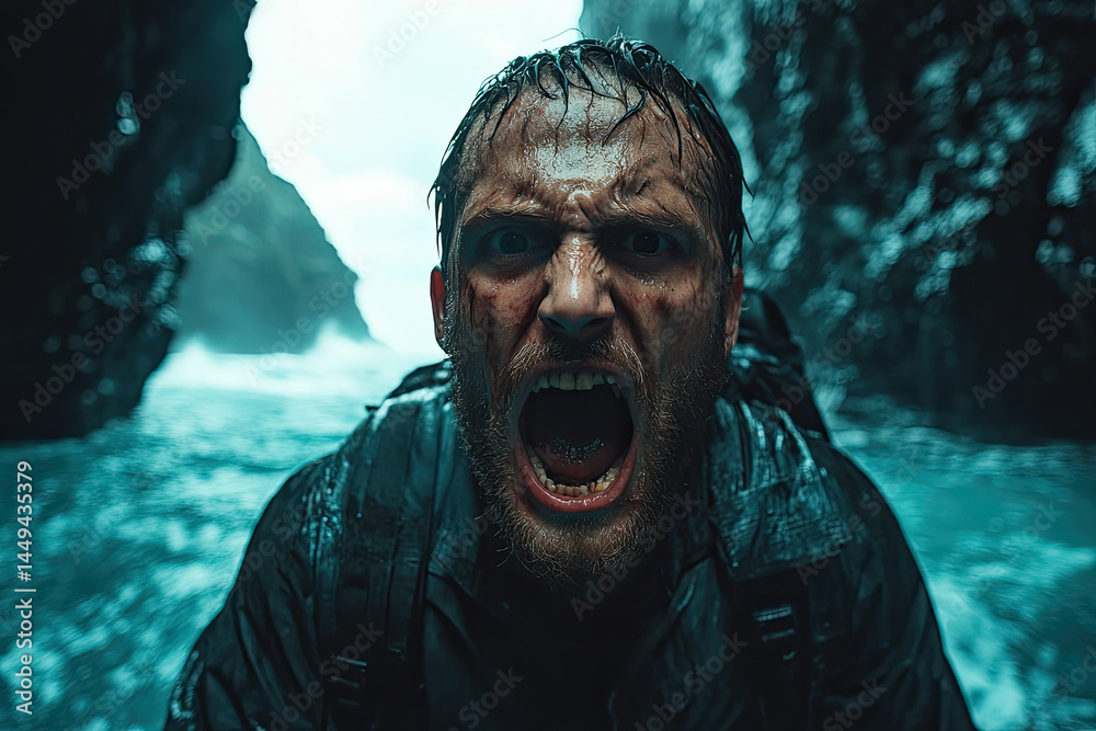 Intense Island Survival with Man Screaming in Desperation