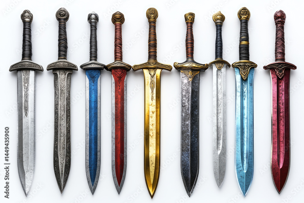 Artistic Representation of Knives, Daggers, and Swords