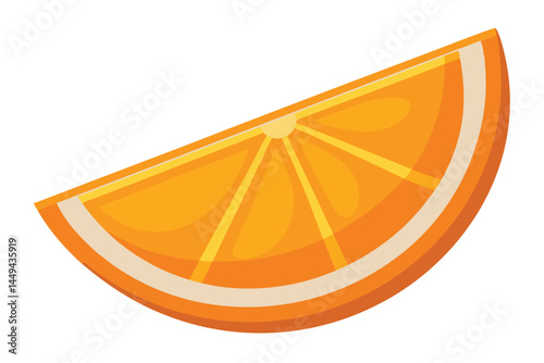 Isolated wedge reveals the bright texture of an orange citrus on transparent background